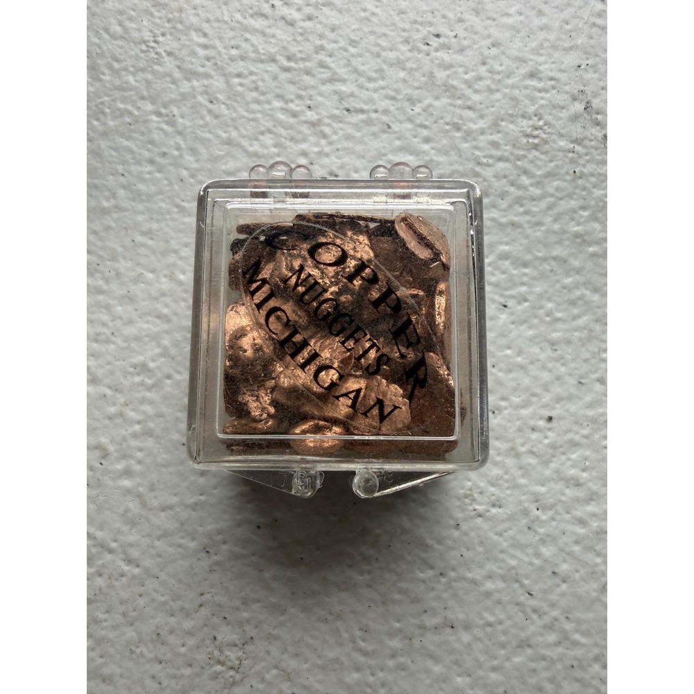 Michigan Copper Nuggets Natural Raw Mineral Specimens in Display Case Souvenir